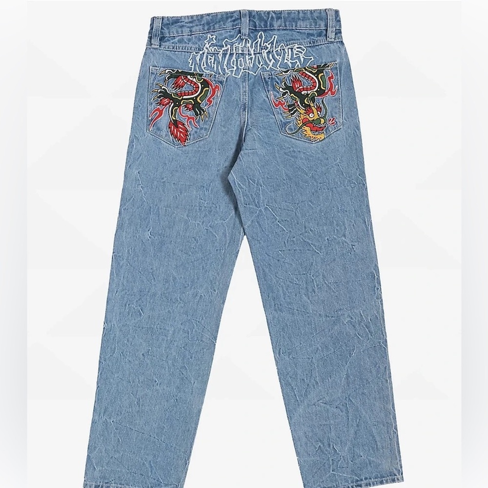 Ninth Hall Ambush blue baggy denim jeans featuring embroidered graffiti Size 30